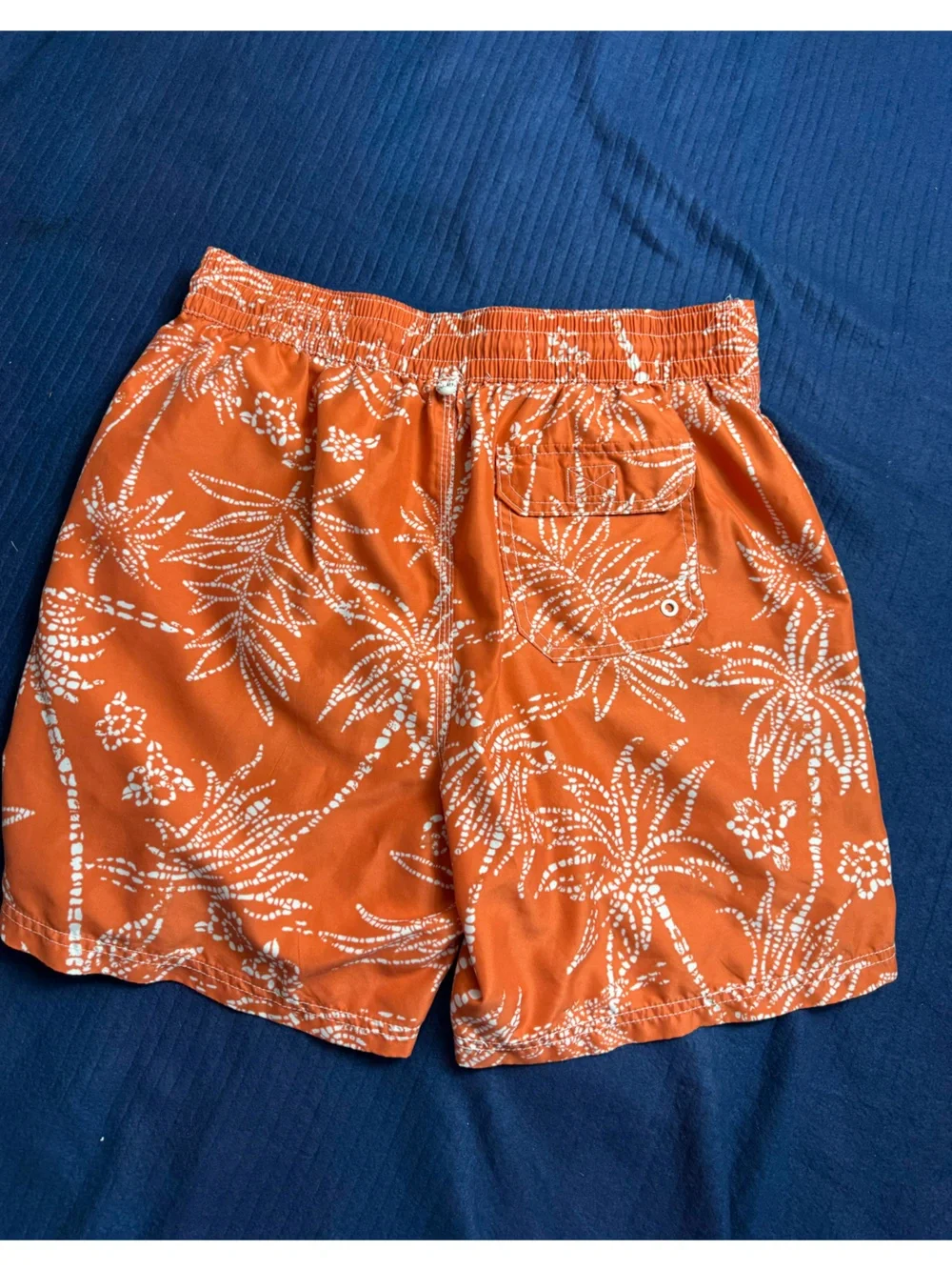 Caribbean Joe Orange Tropical Print Men's Swim Trunks
